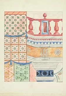 Balustrade Collection: Detail of Wall Painting, 1937. Creator: Randolph F Miller