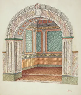 Blakeley Hal Prints: Wall Painting, 1939. Creator: Hal Blakeley