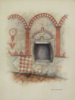 Baptismal Gallery: Wall Painting and Baptismal Niche, 1938. Creator: Harry Mann Waddell