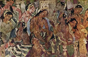 Cave Collection: Wall painting from the Caves of Ajanta of Raja Mahajanaka, c480