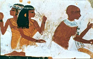 Wall Painting, Detail of The Deceased Couple, Tomb of Nakht, Thebes Wall Painting, Detail of The Deceased Couple, Tomb of Nakht, Thebes