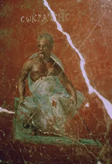 Wall-painting of the Greek philosopher Socrates, 2nd century BC Wall-painting of the Greek philosopher Socrates, 2nd century BC