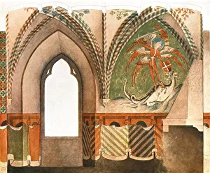Dragon Prints: Wall painting in Lochstedt Castle, Pillau, Germany, (1928). Creator: Unknown