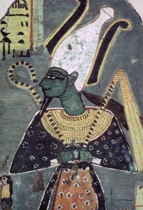 Osiris Gallery: Wall painting of Osiris Khenti-Amentiu, from a tomb at Thebes