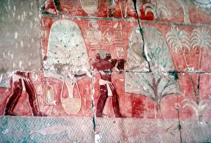 Wall painting: returning from the expedition, Temple of Queen Hatshepsut, Luxor, Egypt, c1470 BC