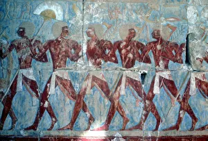 Makare Hatshepsut Prints: Wall painting: returning from the expedition
