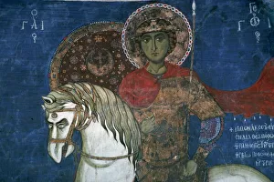 Byzantine Gallery: Wall painting of St George, 14th century