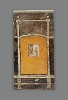 Cynicism Prints: Wall Panel from a Black Ground Frescoed Room, A.D. 1-50. Creator: Unknown