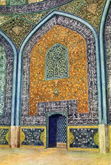 Images Dated 2nd February 2008: Wall panel in the mosque of Sheikh Lutfullah, Isfahan, Iran, 1931. Artist: Harold E Hare