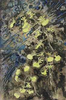 Book Cover Prints: Wall Panel with yellow orchids, c.1892. Creator: Gerrit Willem Dijsselhof