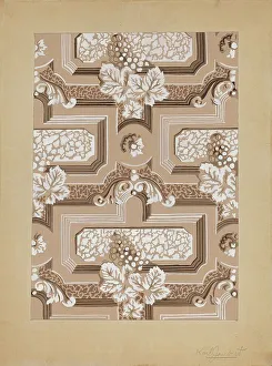 Leaf Design Prints: Wall Paper, c. 1937. Creator: Karl Joubert