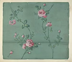 Roses Collection: Wall Paper, c. 1939. Creator: Holger Hansen