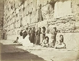 Jews Gallery: Wall of Solomons Temple, Jews Wailing Place, c. 1860. Creator: Unknown