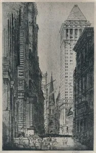 William Monk Prints: Wall Street, New York, c1913. Artist: William Monk