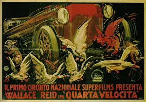 Wallace Reid in Film Double Speed, 1920. Artist: Galantara, Gabriele (1867-1937) Wallace Reid in Film Double Speed, 1920. Artist: Galantara, Gabriele (1867-1937)