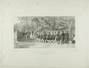 Wallachian Round, Performed by the Tsiganes and Danced by the Second Regiment Musicians at... 1839. Creator: Auguste Raffet