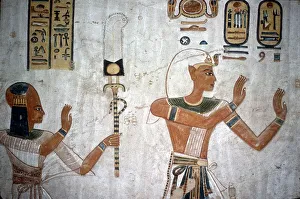 Wallpainting of Rameses III leading deceased son to the gods, Valley of the Queens, Egypt, c12thC BC