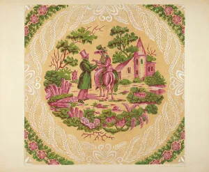 Angus Charlotte Prints: Wallpaper from Bandbox Cover, 1937. Creator: Charlotte Angus