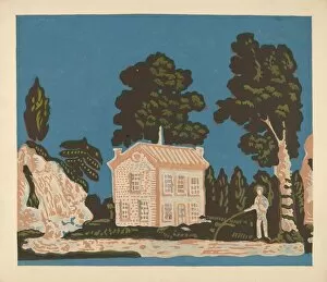 Gardens Collection: Wallpaper for Bandbox Covering, c. 1937. Creator: Albert J. Levone