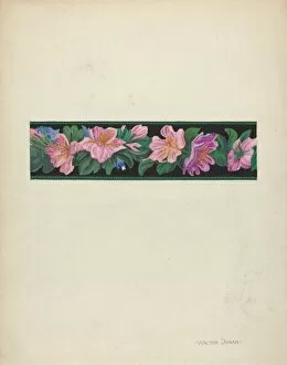 Pink Gallery: Wallpaper Border, c. 1939. Creator: Walter Doran