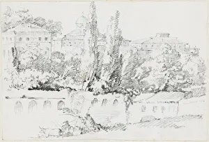Vien Joseph Marie I Prints: Walls of Rome with Santa Maria del Popolo in the Distance