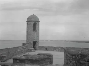 Round Tower Prints: Walls and round tower by the water