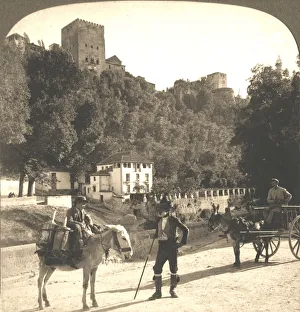 Stereoscope Card Gallery: Walls and Towers of the Alhambra, Granada, Spain, 1896