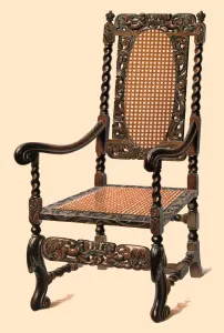 Macquoid Prints: Walnut chair, 1905. Artist: Shirley Slocombe