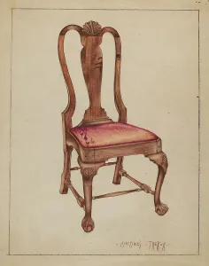 Upholstered Seat Prints: Walnut Side Chair, 1936. Creator: Michael Trekur