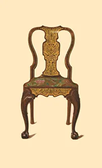 Macquoid Prints: Walnut chair inlaid with marquetry, 1905. Artist: Shirley Slocombe