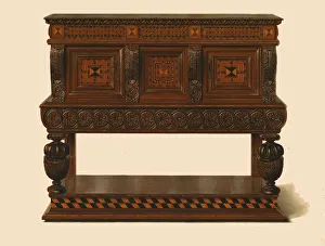 Walnut and oak standing buffet, 1904. Artist: Shirley Slocombe Walnut and oak standing buffet, 1904. Artist: Shirley Slocombe
