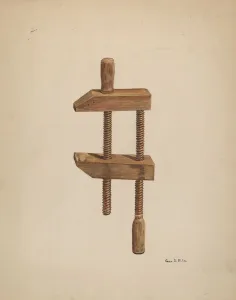 Woodworking Prints: Walnut Screw Clamp, c. 1937. Creator: George File