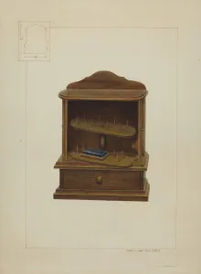 Cotton Reel Prints: Walnut Spool Cabinet, c. 1938. Creator: Edward L Loper