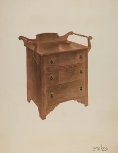 King Harry Prints: Walnut Wash Stand, c. 1941. Creator: Harry King