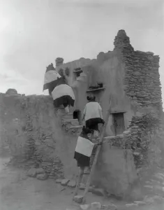 Blankets Prints: Walpi homes-Hopi, c1907. Creator: Edward Sheriff Curtis