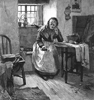 Alone after Walter Langley, R.I. Borne on the swift though silent wings of time Old age comes o Creator: Unknown. Alone after Walter Langley, R.I
