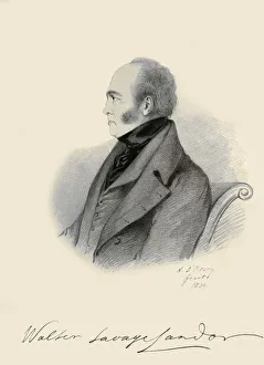 Alfred Grimaud Prints: Walter Savage Landor, 1839. Creators: Alfred d Orsay, Richard James Lane