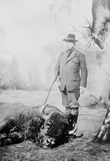 Buffalo Prints: Walter Winans with gun and dead buffalo