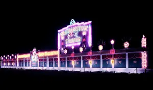 Celebrations Prints: Walthamstow greyhound racing stadium illuminated to celebrate the Coronation of Elizabeth II