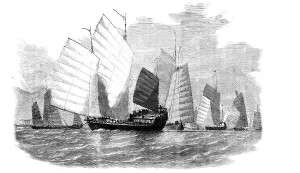 Junk Prints: The War in China - Fleet of Chinese Pirates Preparing to Attack, 1857. Creator: Unknown