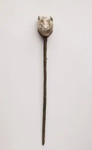 North American Prints: War club with effigy head, 1880-1910. Creator: Unknown