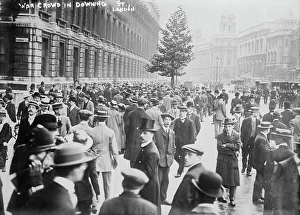 Whitehall Prints: War Crowd in Downing St. London, 1914. Creator: Bain News Service