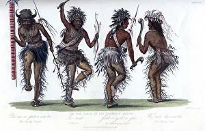 Rattle Prints: The War Dance, by the Ojibbeway Indians, 1848. Artist: Harris