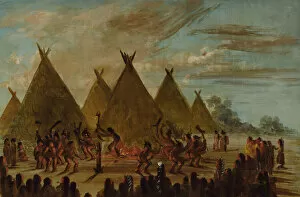 Campfire Gallery: War Dance, Sioux, 1845-1848. Creator: George Catlin