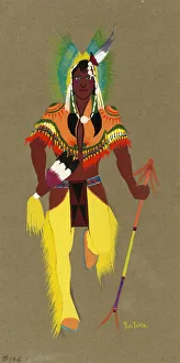 Kiowa Prints: War Dancer, ca. 1915-1937. Creator: Monroe Tsatoke