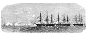 Gunships Prints: The War in Denmark: Danish cruisers of Rügen chasing a Prussian flotilla into Swinemünde
