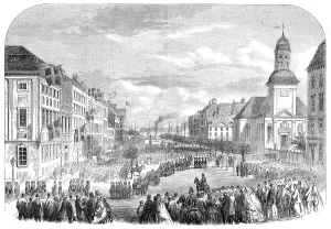 Copenhagen Kobenhavn Denmark Prints: The War in Denmark: public funeral at Copenhagen of officers and soldiers killed at Düppel