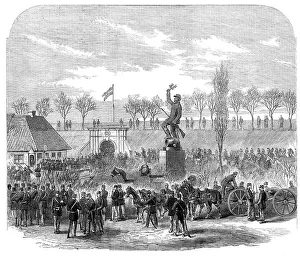 Wagons Prints: The War in Denmark:Fredericia - Danish soldiers marching out to meet the Austrians