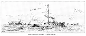 Steam Ships Prints: The War in Eastern Asia: Admiral Ito bombarding Wei-Hai-Wei on February 7