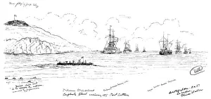 Sea Battle Prints: The War in Eastern Asia: the English Fleet arriving off Port Arthur